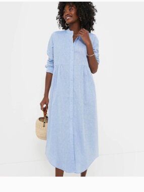 Tuckernuck Pomander Place Chambray Blue Button-Front Midi Dress 100% Cotton
